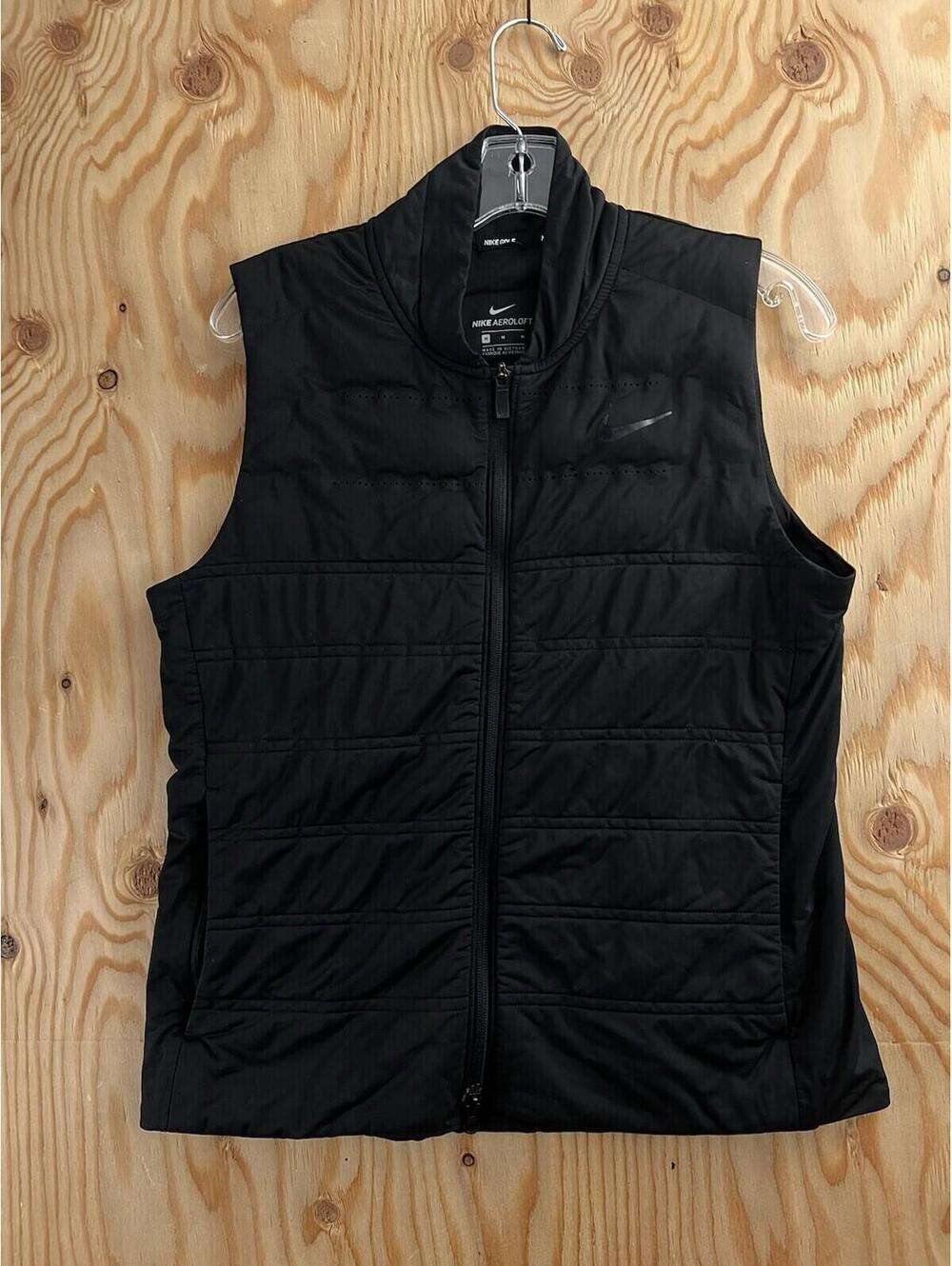 Nike Womens M Aeroloft Therma Golf Vest Black Full Zip Gilet Running 930236-010
